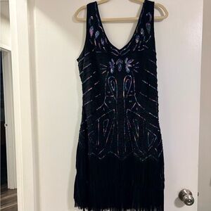 Elegant Black and Purple Beaded Dress